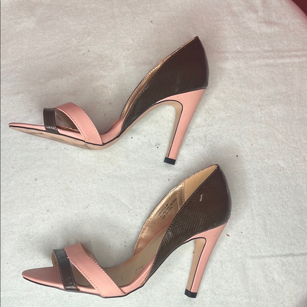 Shoe Dazzle Two-Tone Pink and Brown Heels - Picture 2 of 10